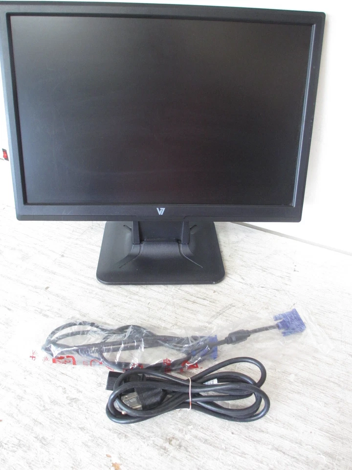 V7 D19W12-N6 Black 19 Inch Widescreen LCD Monitor VGA + DVI Built-in Speaker - Image 2 of 4
