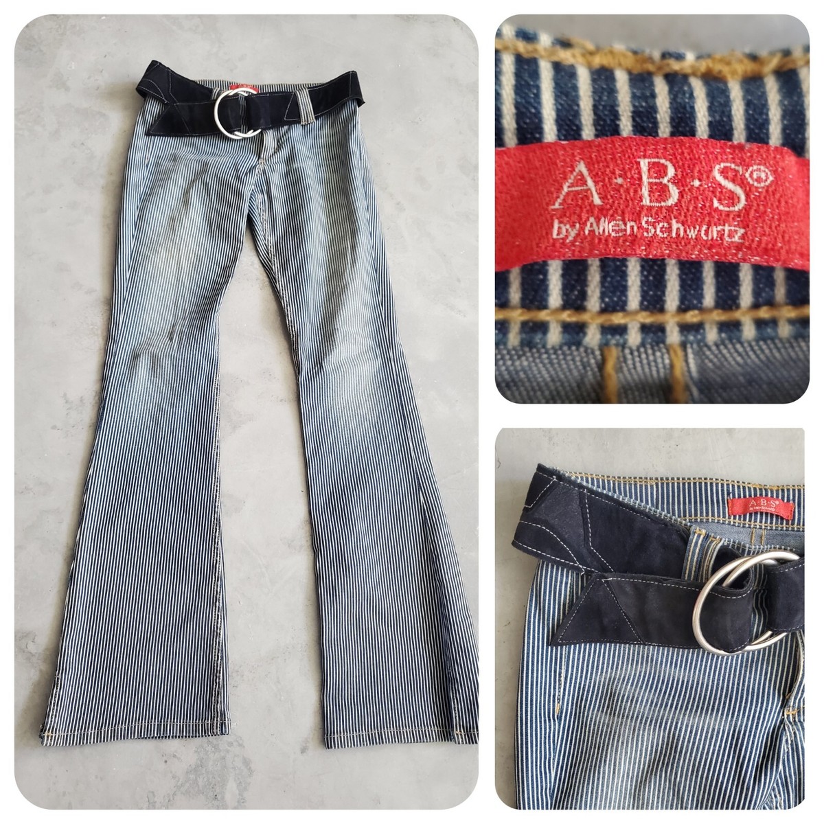 Vintage Y2K Low Rise Striped Boot Cut Flare Pants Stretch 2000s 