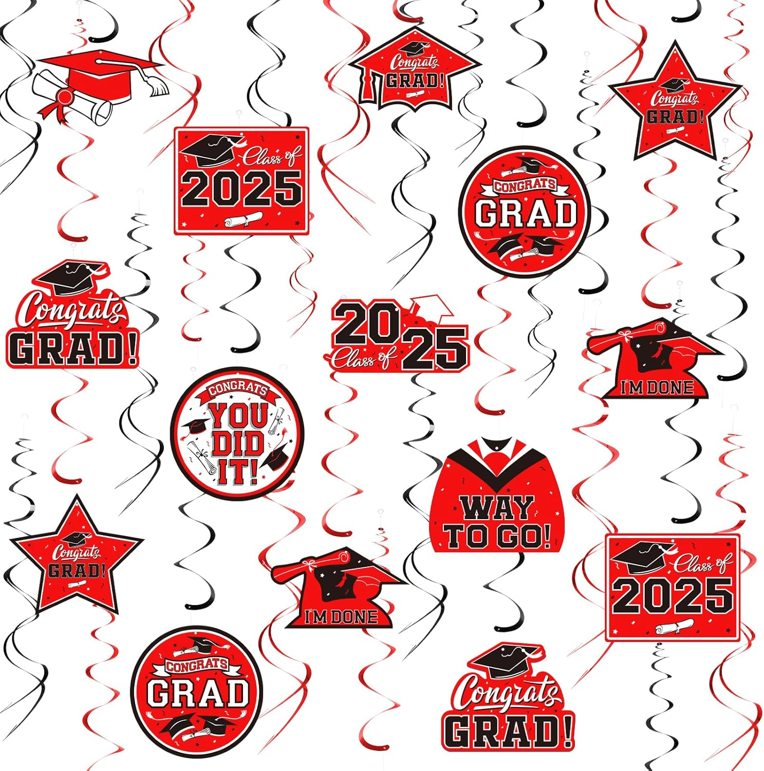 31 Pieces Graduation Decorations Class of 2025, Graduation Hanging Swirl Congrat