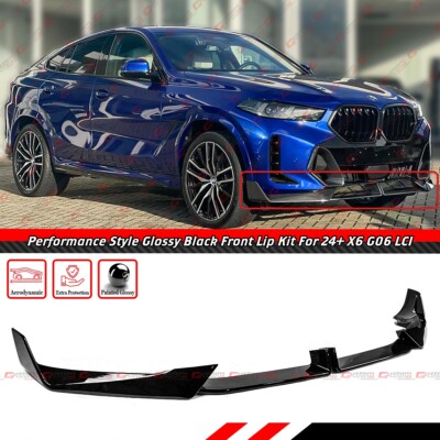Kyllaoo Gloss Black Front Bumper Lip Spoiler For 2023-2025 BMW X6 G06 M Sport LCI – MP Style 3-Piece