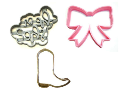 BOOTS OR BOWS GENDER REVEAL HE OR SHE BOY GIRL BOOT COWBOY COOKIE CUTTER PR1198 - Picture 1 of 5
