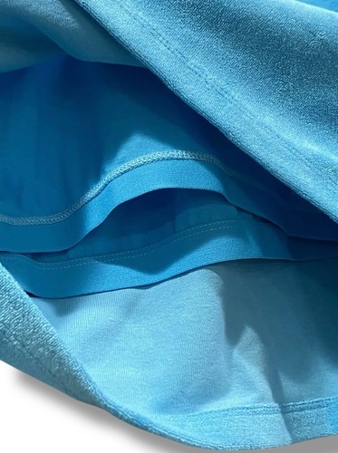 Fabletics Terry Built-in Bra Tank Top L 10 Aqua Blue Mock Neck Racerback Crop - Picture 11 of 11
