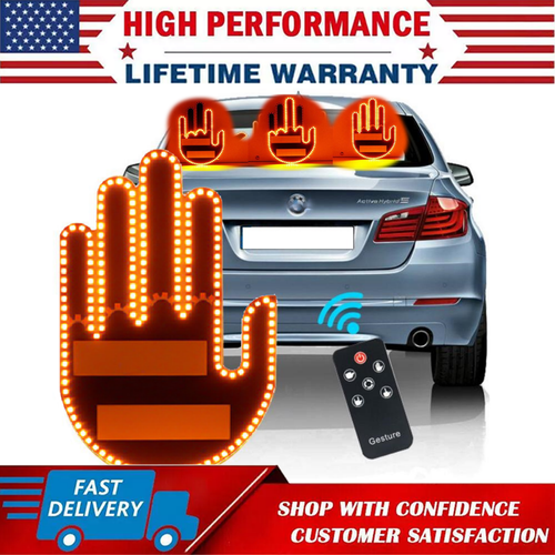 Finger Gesture Light with Remote LED Car Back Window Sign Hand Light Xmas Gift A