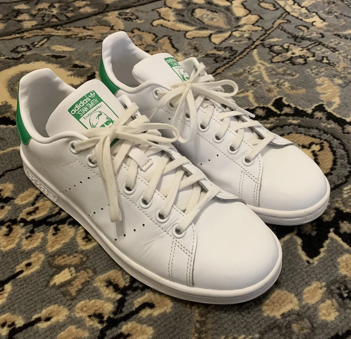 Adidas Stan Casual Tennis Shoes White/Green Girls Youth Size 6.5 |