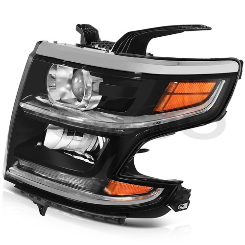 Headlights Assembly Pair for Chevy Tahoe 2015-2020 Replacement Headlamps Black - Picture 3 of 8