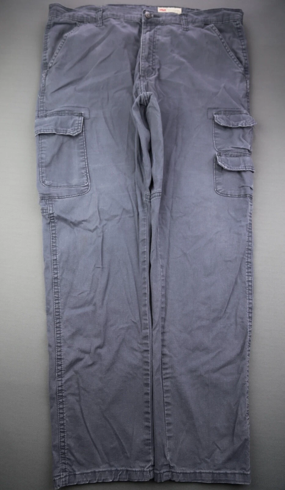 Men's Wrangler Regular Taper Cargo Pants Stretch Blue Size 38x32 (Msr 39x30)