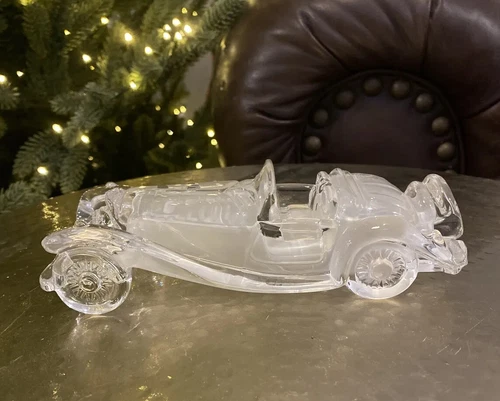 Mercedes 500K Classic Convertible Clear & Frosted Crystal Car Paperweight Mint