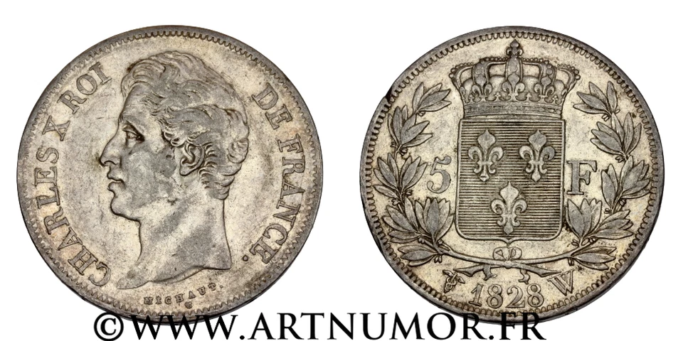 CHARLES X - 5 FRANCS 1828 W LILLE - Photo 1/1