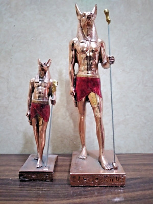 2 of Anubis ANTIQUE ANCIENT EGYPTIAN Statue Heavy Stone Anubis jackal Handmade