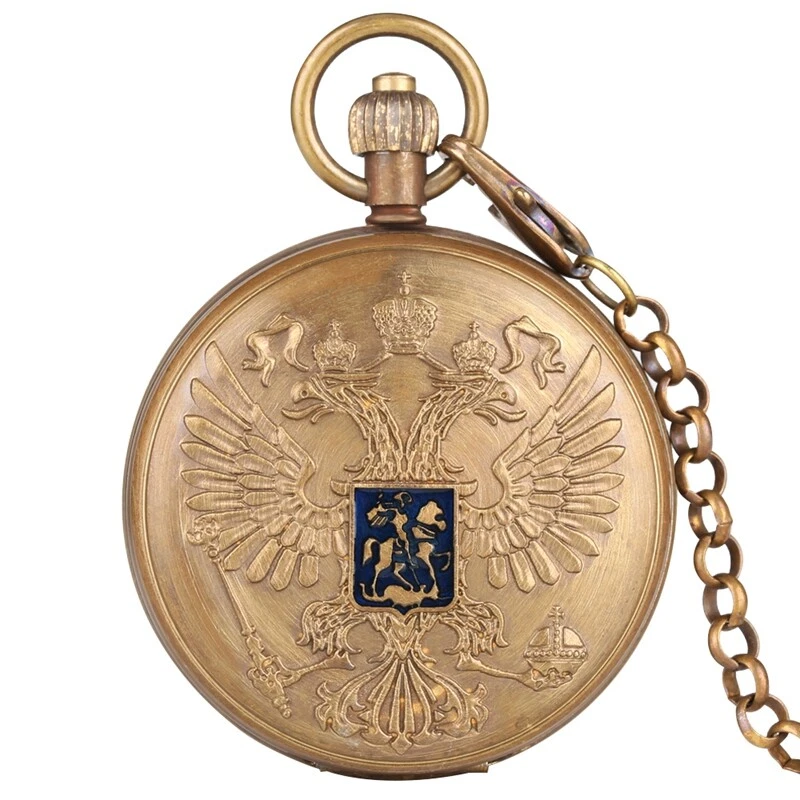 Double Eagle Coat Of Arms Russian National Emblem Badge Mechanical Pocket Watch - Image 4 of 4