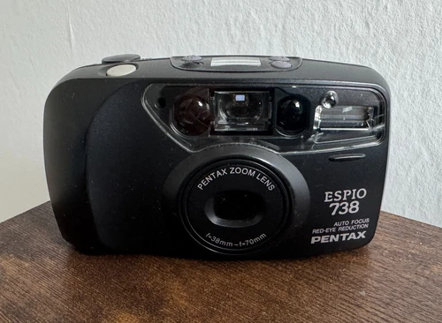 Pentax Espio 738 35mm Film Camera 38-70mm Zoom Case Tested Working
