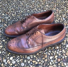 Vintage Hanover Punched Wingtip Brown Dress Brogue Oxfords Rockabilly 8.5 E
