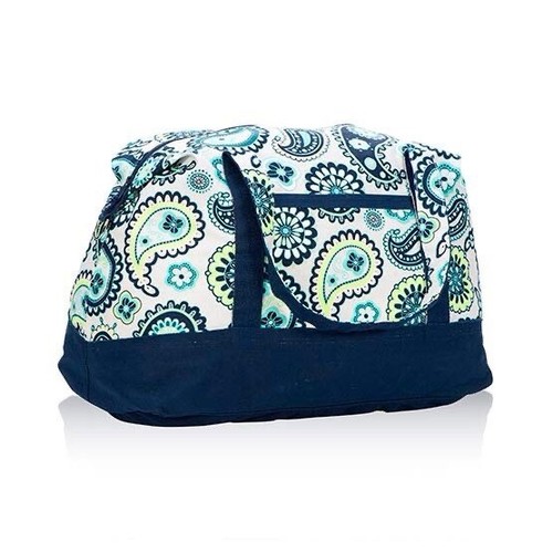 Thirty-One Retro Metro Weekender Bag Blue Green Paisley Day Duffle W Crossbody