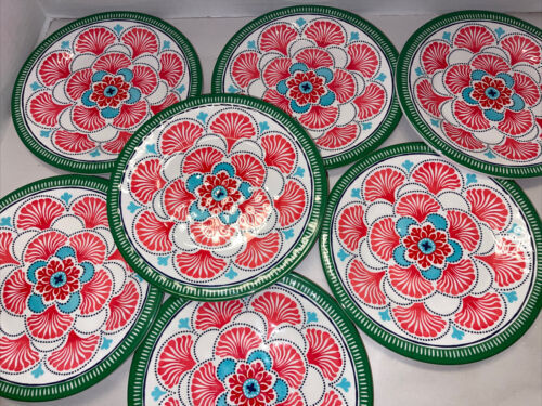 Living Quarters Melamine Indigo Blue, White Border 9” Lot Of