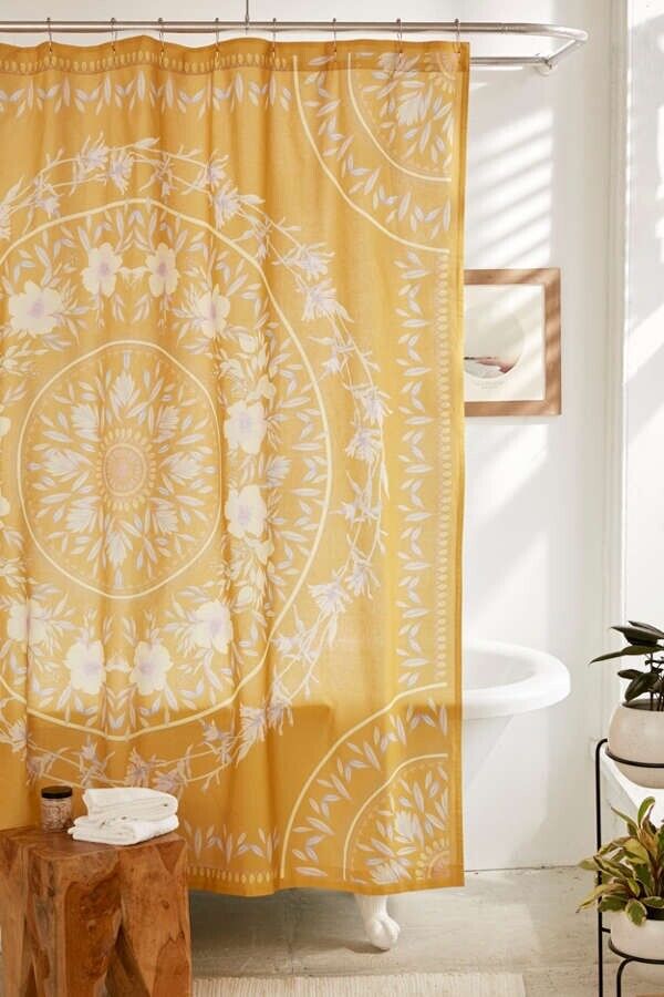 urban outfitters Sketched Floral Medallion Shower Curtain
