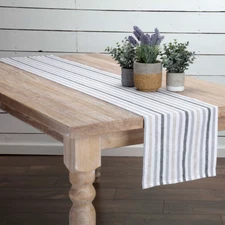 Blake Grey Runner 13x90 Vintage Stripe Country Cottage Grey Khaki White VHC