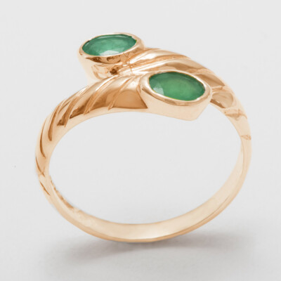 High Quality 9ct Rose Gold Natural Emerald Womens Band Ring - Sizes J to Z