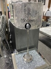 Stunning nickel plated diamanté table lamp with grey marble effect shade