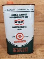 TEXACO CHARCOAL LIGHTER FLUID TIN CAN EMPTY 1 LITRE CANADA E4