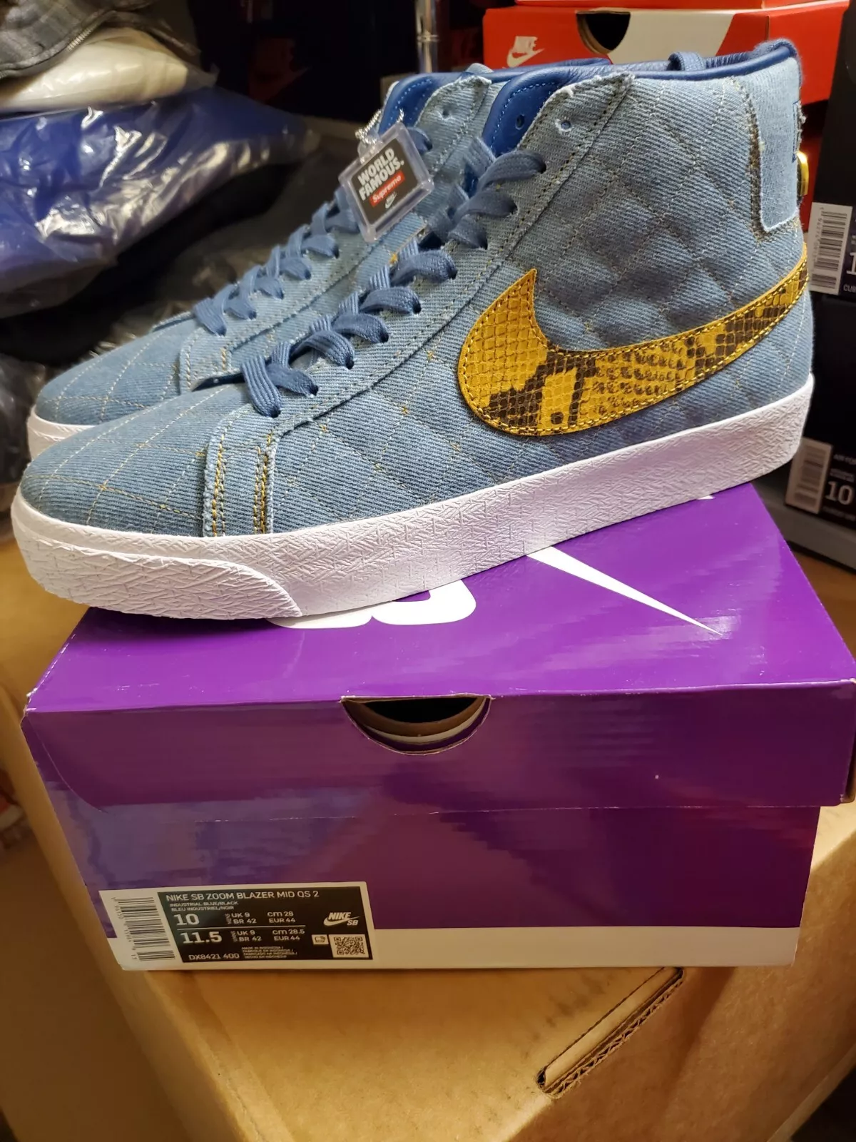 Supreme Nike SB Blazer Mid QS denim DX8421 400 Taille 10 TOUT NEUF