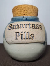 Tumbleweed Pottery "Smartass Pills" Pottery Jar With Corkscrew Top