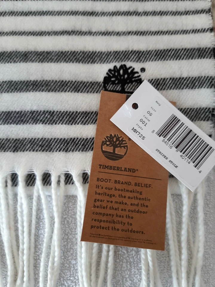 TIMBERLAND - NUOVA ED ORIGINALE SCIARPA TARTAN STOLE A RIGHE MADE IN ITALY - Imagen 2 de 3