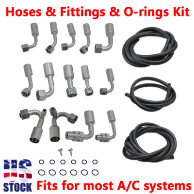 134a Air Conditioning Hose Universal Kit R-Ring Fittings Drier A/C Hose Assembly