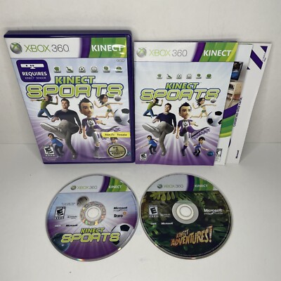 Kinect Sports & Kinect Adventures (Xbox 360, 2010) Complete CIB Tested Working