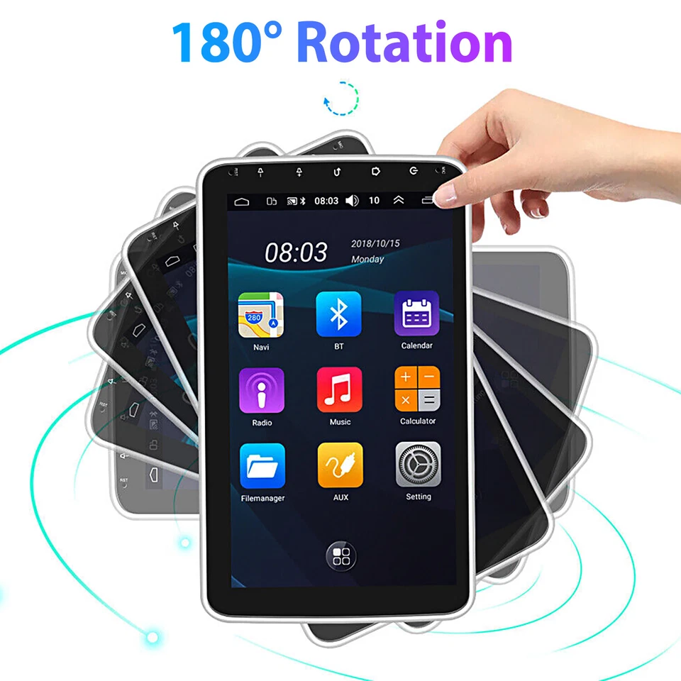 Autoradio 1 DIN 64GB Android 14 Carplay 360° Drehbar Bildschirm WIFI GPS Navi BT - Bild 3 von 4