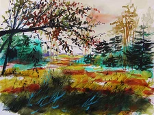 ORIGINAL Rain Landscape  Watercolor Painting JMW art John Williams Impressionism