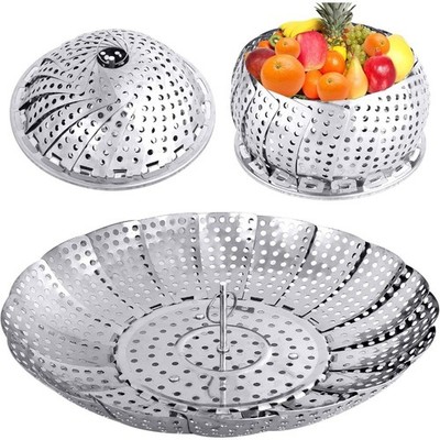 Expandable Stainless Steel Steamer Basket Collapsible Vegetable Insert for