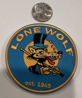 LONE WOLF Embroidered Iron On PATCH  Rat Rod-Hot Rod, Racing  3''x3'' Awesome!