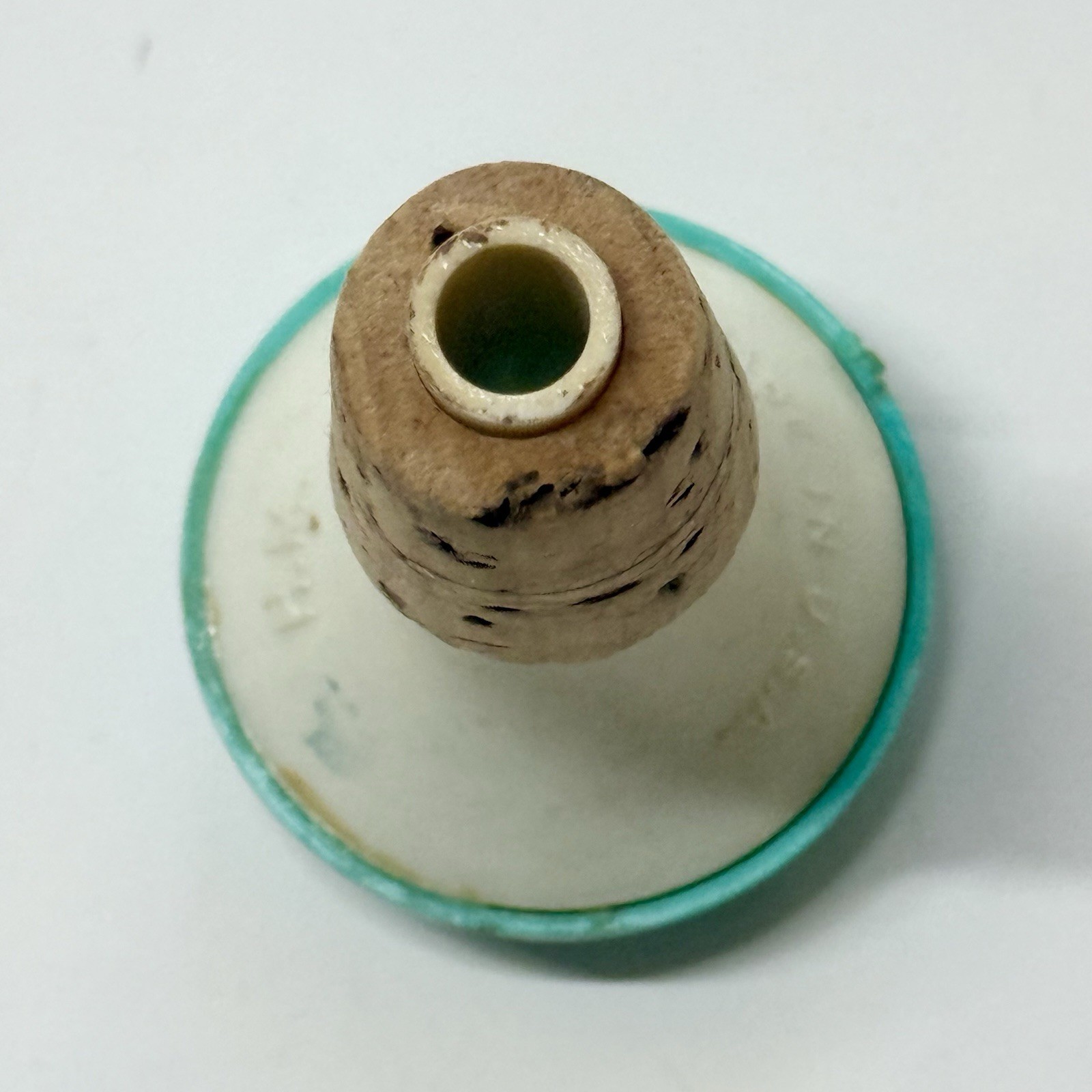 Vintage Plastic Cork Water Bottle Sprinkler Top Turquoise HM USA Ironing Sewing