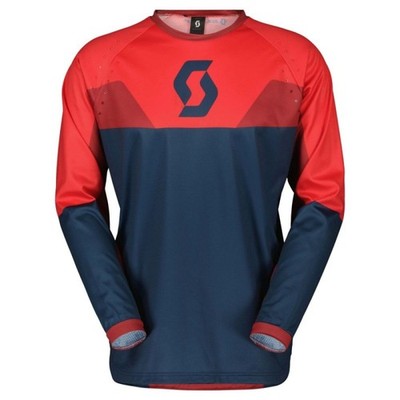 Scott 350 Evo Track MX Trikot Offroad Top dunkelblau neon rot