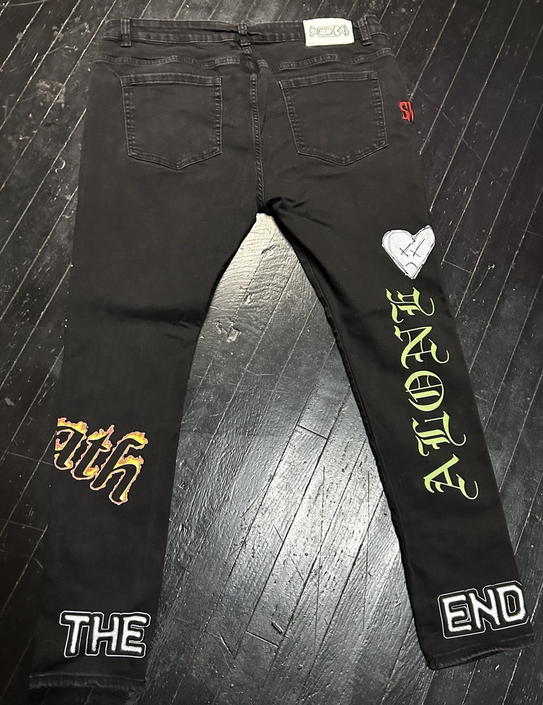 Sugarhill LA Patchwork Graphic Print Black Jeans … - image 3