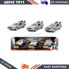 Jada 1:32 Scale Back To The Future Delorean Time Machine 3-Pack Diecast Model