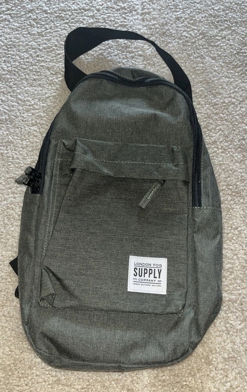 London Fog Supply Co. Dark Gray/Grey Sling Bag Travel Daypack Backpack Luggage
