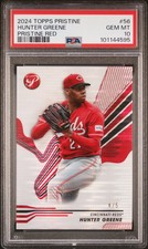 2024 Topps Pristine Hunter Greene #56 4/5 PSA 10 RED REFRACTOR COLOR MATCH