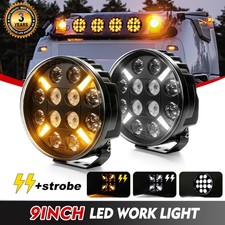 Pair 9 Inch Round Led Driving Work Combo Light Dual Drl For Offroad 4x4 Suv 12v
