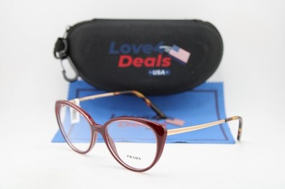 NEW PRADA VPR 06W UAN-1O1 BURGUNDY GOLD HAVANA AUTHENTIC EYEGLASSES 53-16