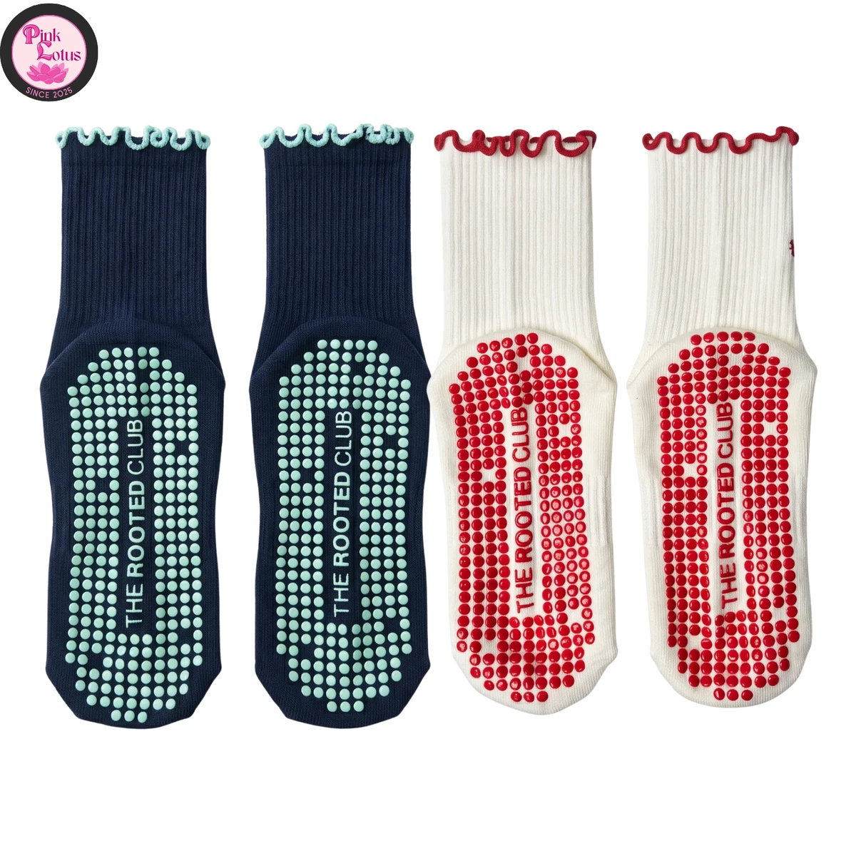 2 pares de lindos calcetines antideslizantes de yoga con barra de pilates | Berry & Cherry