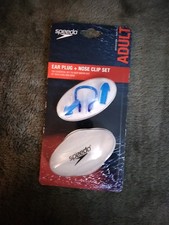 Speedo Blue Adult Size Ear Plug  Nose Clip W/Case - Brand New - ADULT 14 