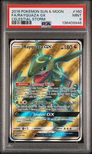 Rayquaza GX 160 Full Art Holo Pokémon 2018 Celestial Storm PSA 9 MINT REGRADE?