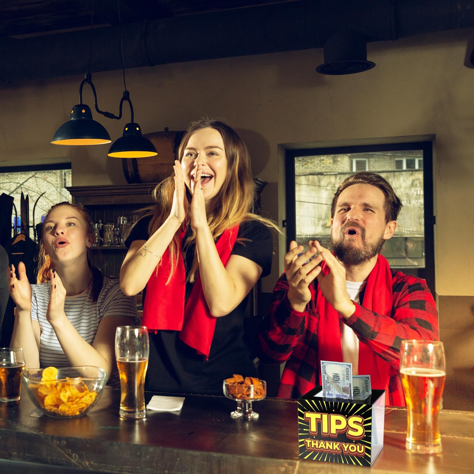 Tip Jar Acrylic Tip Box for Bartender Bars 6 x 4 x 5 Inch Tip Collection Box ...