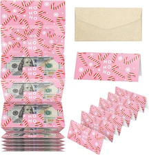 Christmas Cash Gift Envelope with 11-Slot Holder and Greeting Card - Pink Lollip