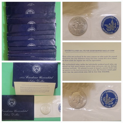 1971-S Eisenhower 40% Silver Dollar Gem BU Original Gov Pkg. Blue Ike W/COA