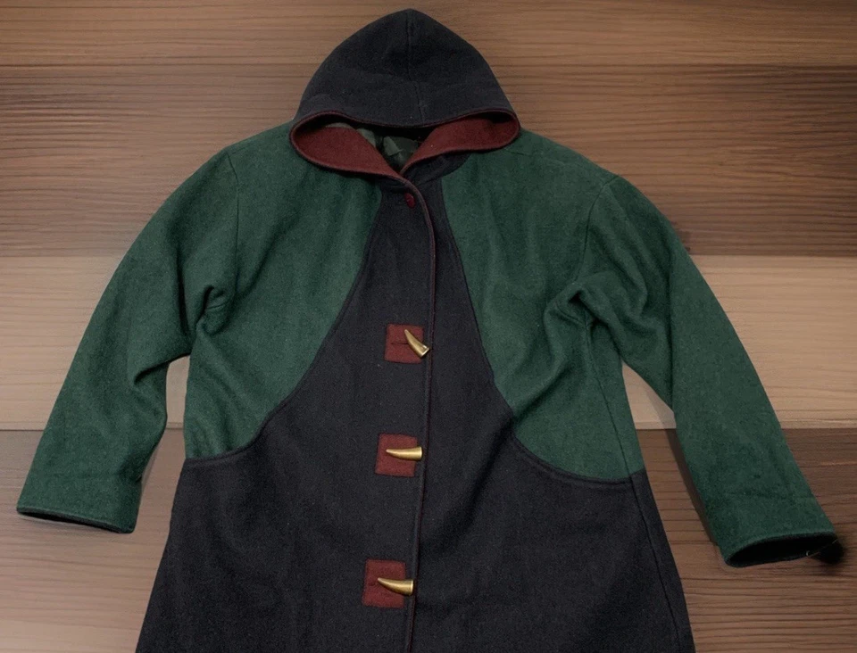 Casaco Braetan Feminino Grande Com Capuz Lã Etiqueta União Vintage Anos 70 Colorblock Forrado - Imagem 3 de 4