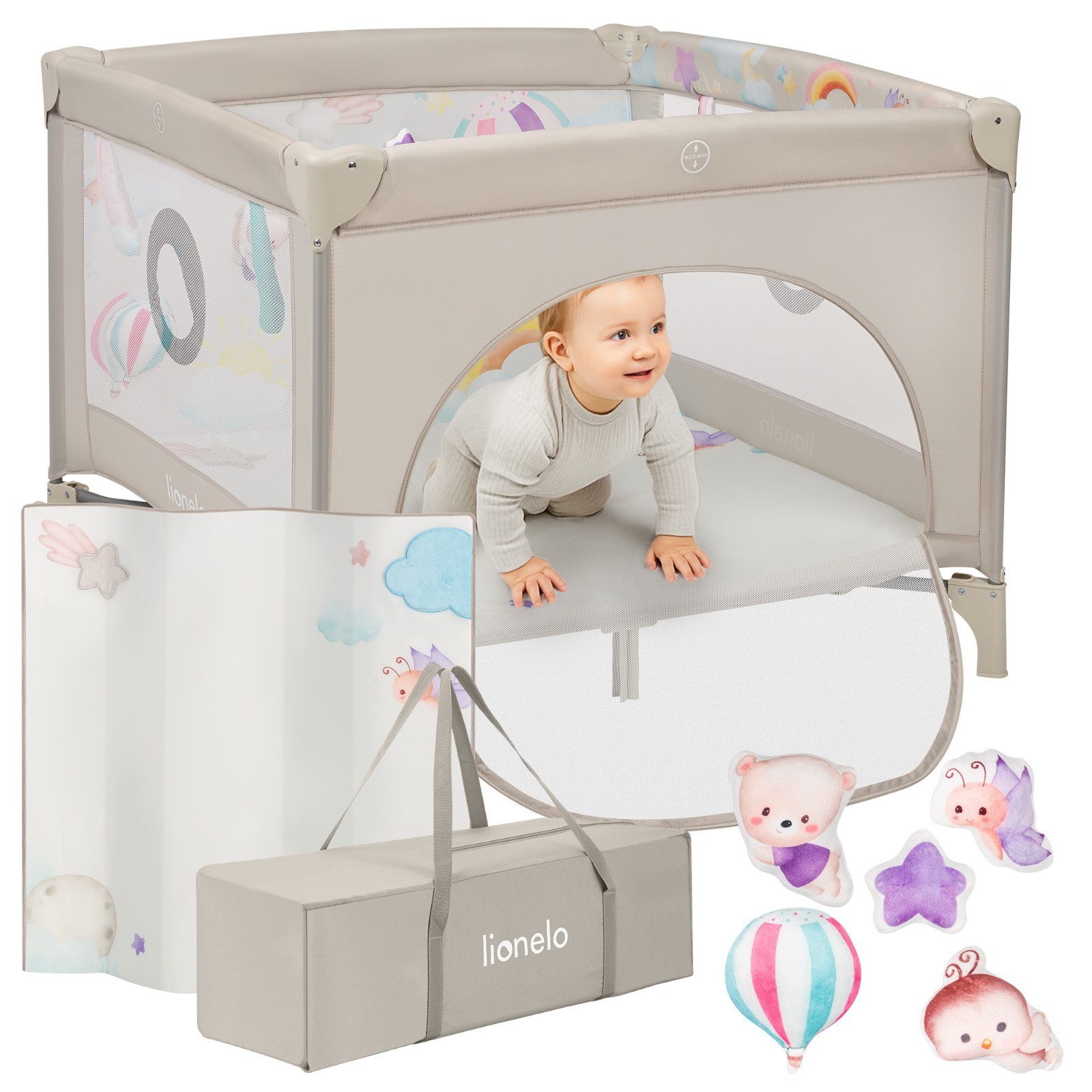 Box da corsa per bambini con materasso e set giocattoli griglia protettiva...