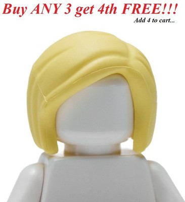  NEW LEGO Minifig Minifigure Girl Female Women Short Bob Cut Flexible Blonde