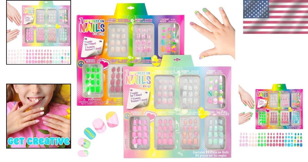 7 Day Manicure Collection - 84PC Colorful Press-On Nail Set for